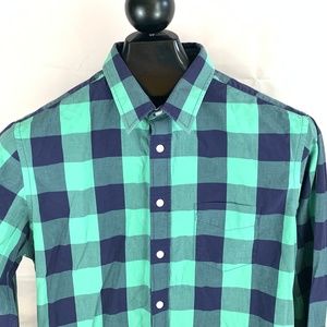 Mens Untuckit Large Green Plaid Casual Shirt